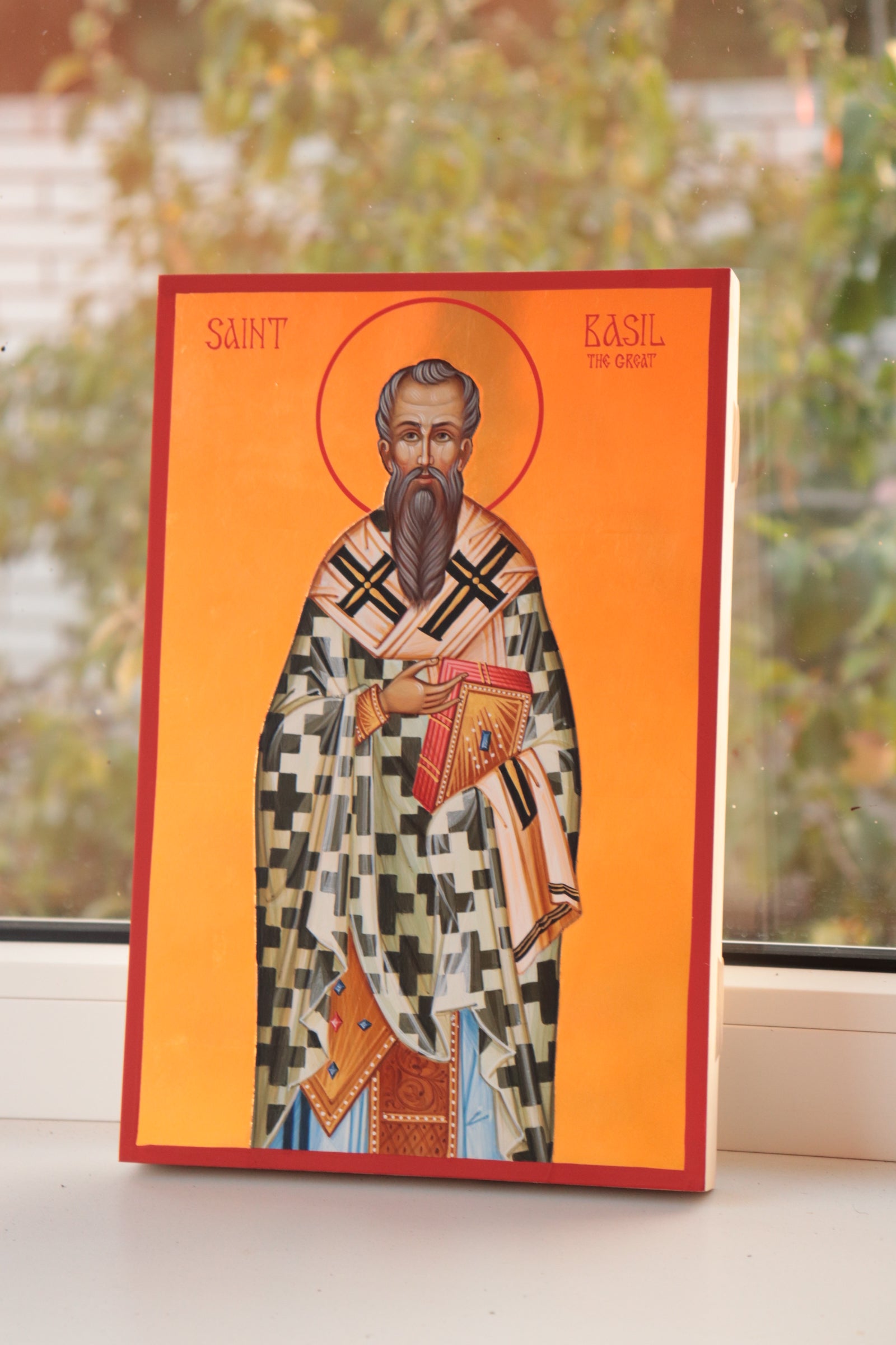 Hand painted Icon of Saint Basil Galina Popova your iconographer