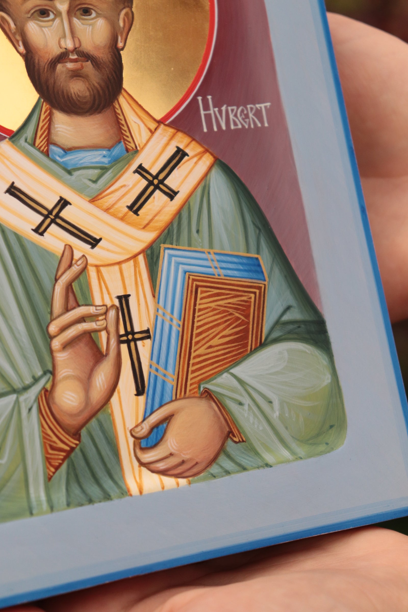 Hand-painted icon of Saint Hubert