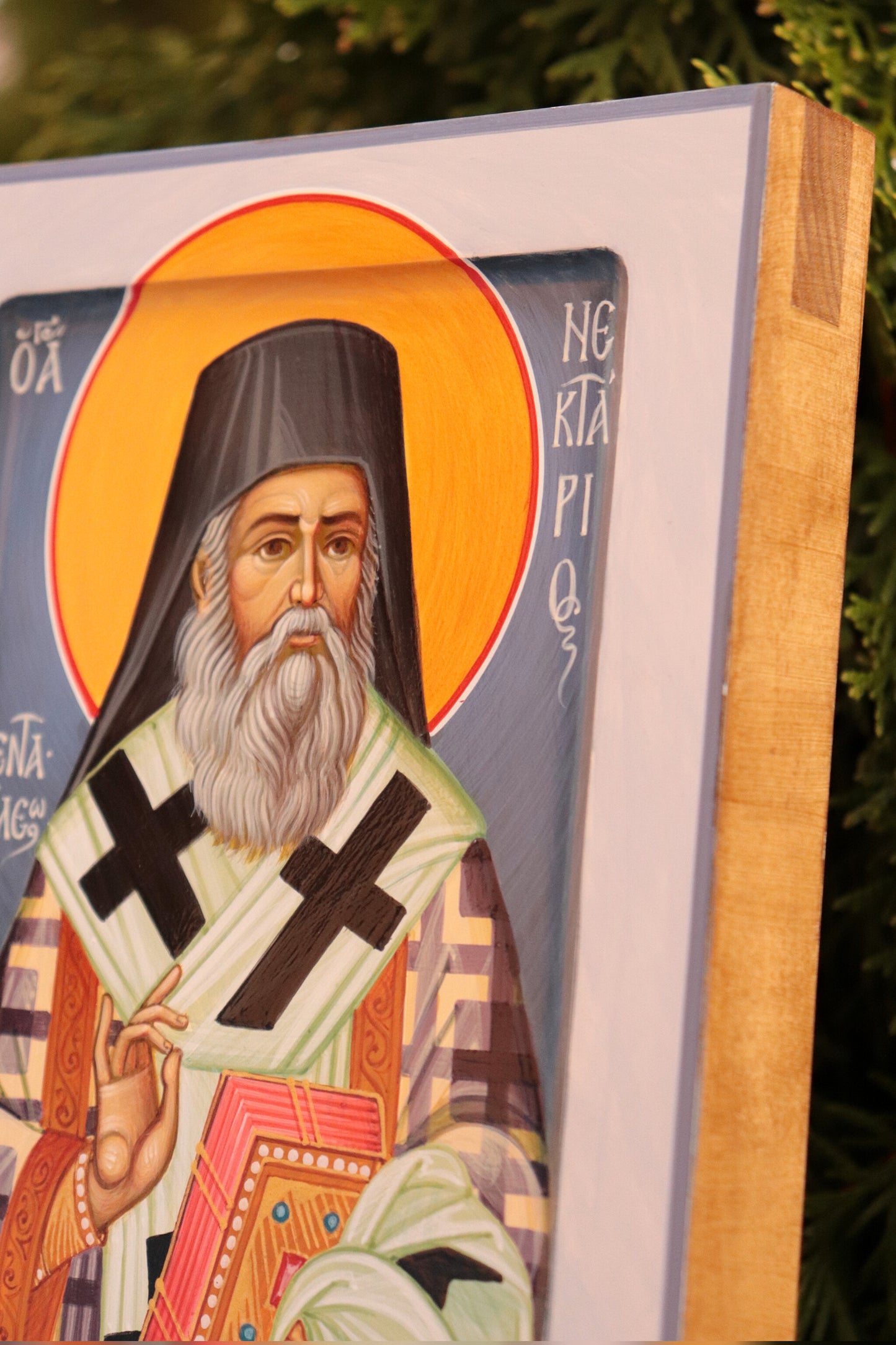 Hand-painted icon of Saint Nektarios