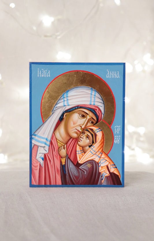 Hand-painted Icon of Saint Anne, the Mother of the Theotokos