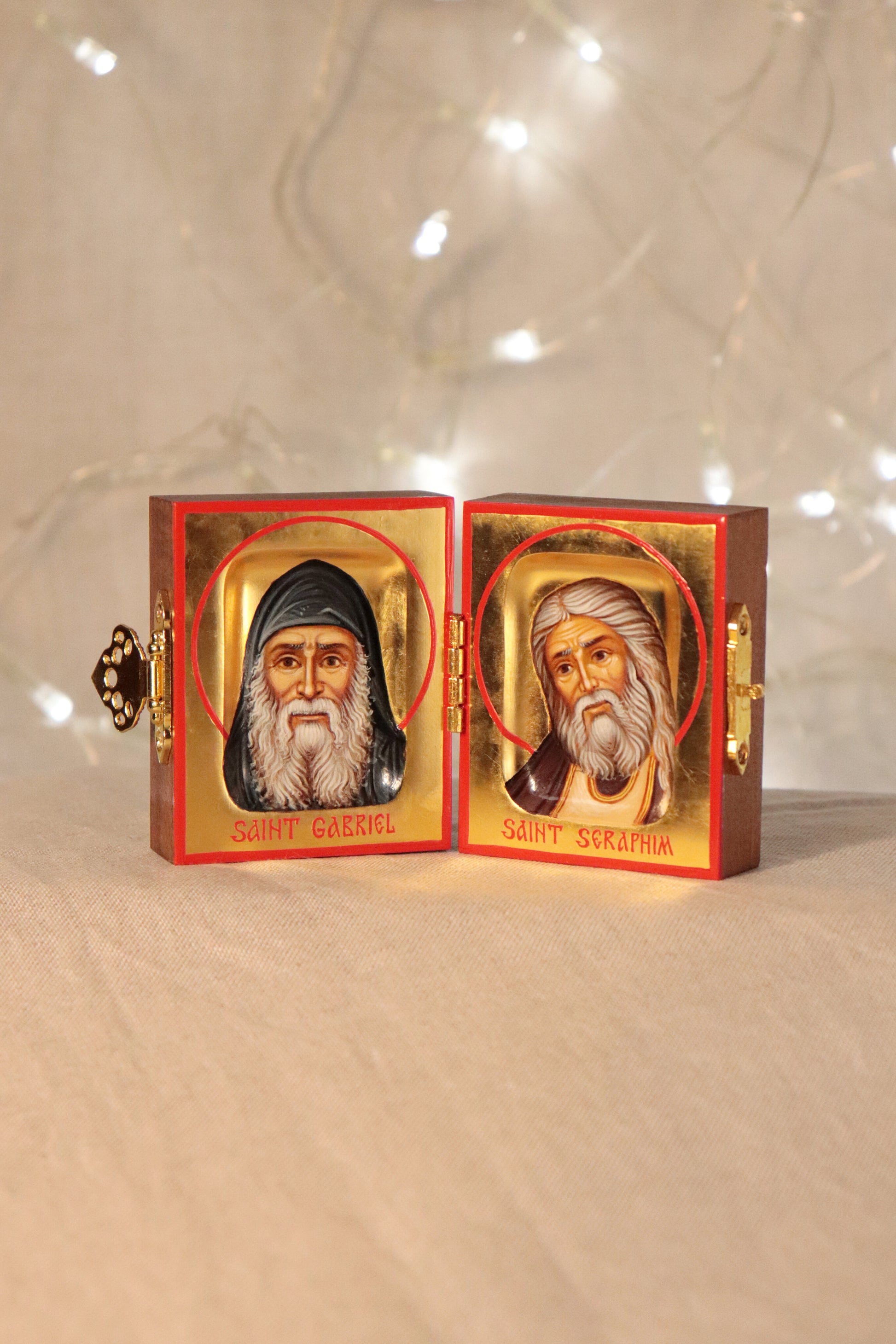 Folding icon of Saint Gabriel and Saint Seraphim