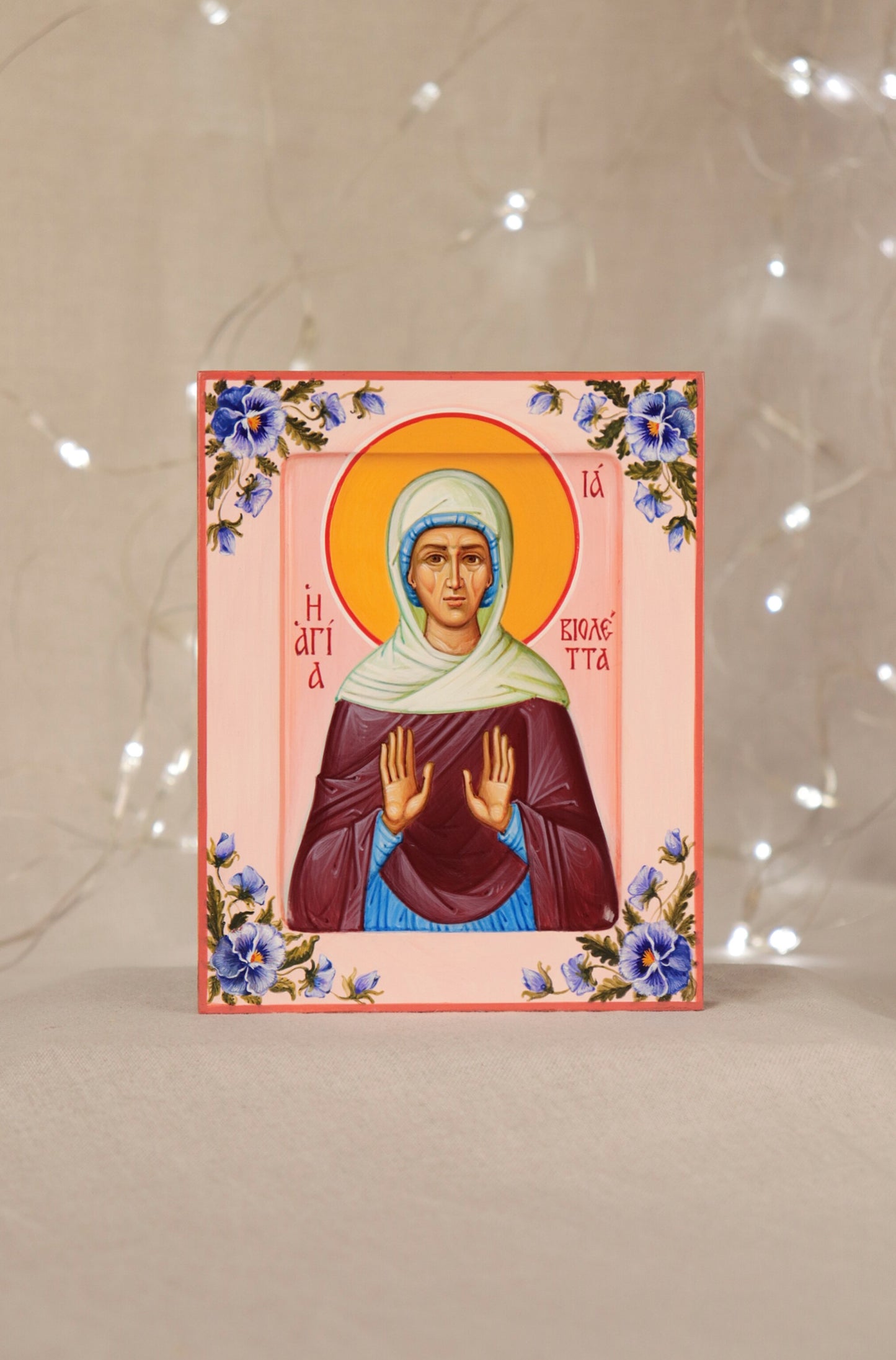 Hand-painted Icon of Saint Ia (Violeta)