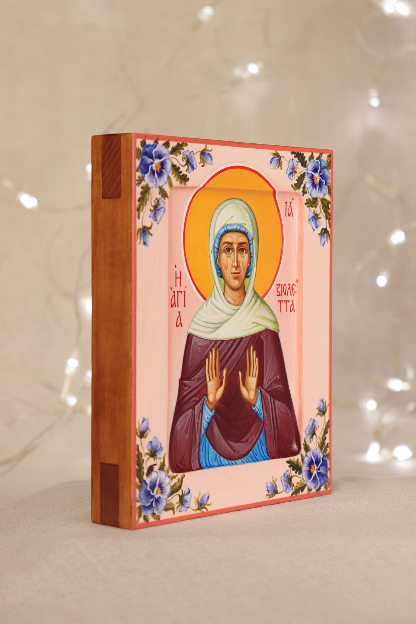 Hand-painted Icon of Saint Ia (Violeta)