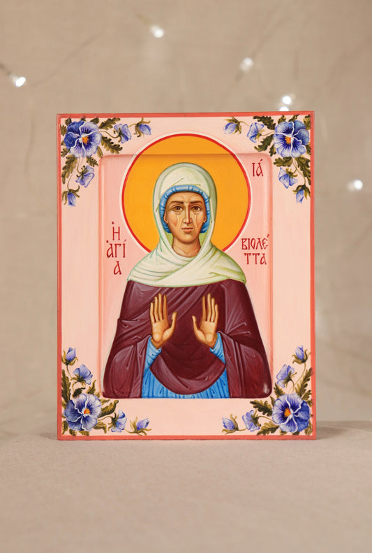 Hand-painted Icon of Saint Ia (Violeta)