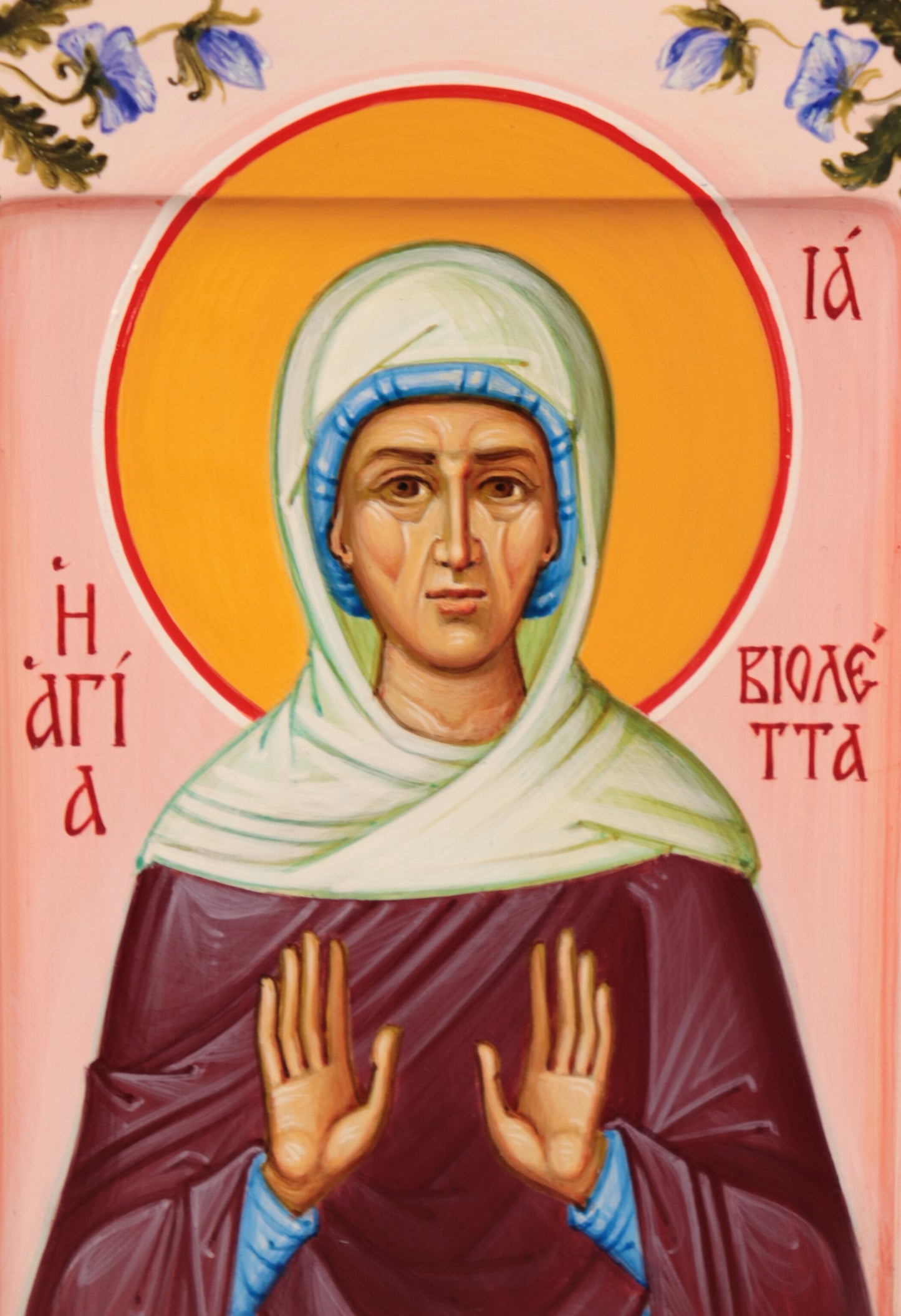 Hand-painted Icon of Saint Ia (Violeta)