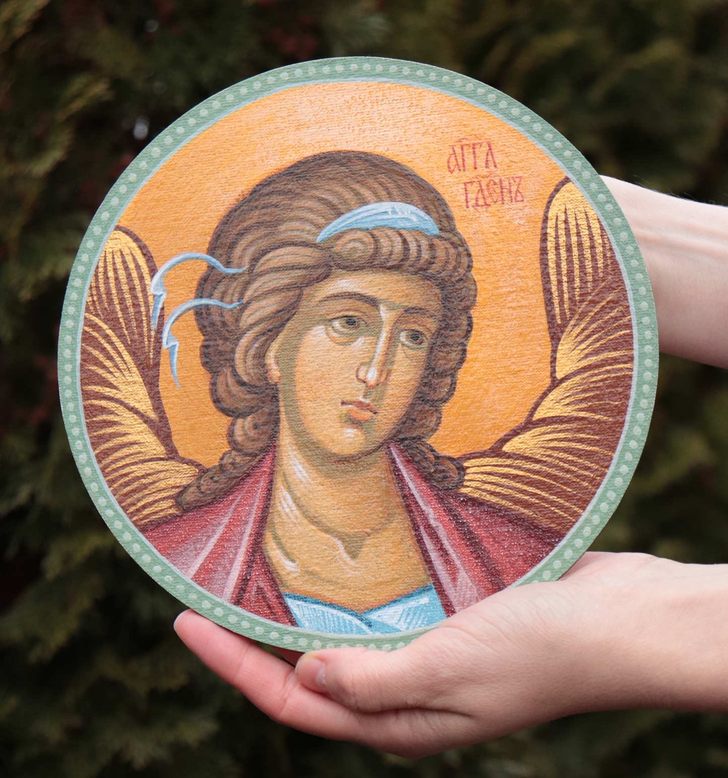 Hand-painted icon of the Guardian Angel