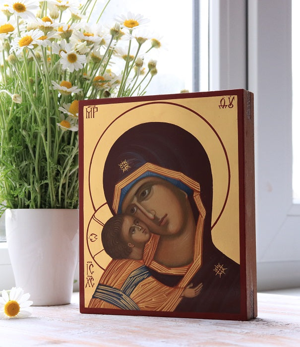 Hand-Painted icon of the Mother of God of Vladimir