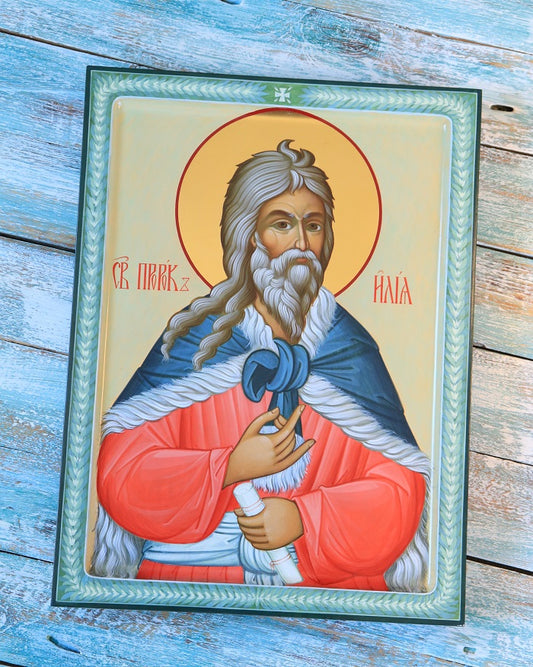 Hand-painted Icon of the holy prophet Elijah